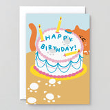 Happy Birthday Cat Paw In The Cake