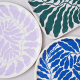 Leaves Deep Blue Round Serving Tray