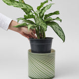 Large Spiral Glass Planter Green