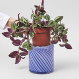 Medium Spiral Glass Planter Blue