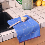 Wave Grid Blue Cotton Tea Towel