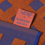 Squares Burgundy/Blue Cotton Tea Towel
