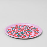 Cherries Pink Small Round Serving Tray