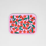 Cherries Pink Small Rectangle Serving Tray