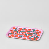 Cherries Pink Small Rectangle Serving Tray