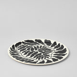 Leaves Charcoal Round Serving Tray