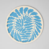 Leaves Sky Blue Round Serving Tray
