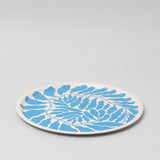 Leaves Sky Blue Round Serving Tray