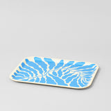 Leaves Sky Blue Rectangle Serving Tray