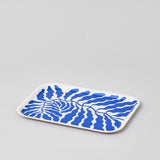 Leaves Deep Blue Small Rectangle Serving Tray