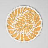 Leaves Yellow Round Serving Tray