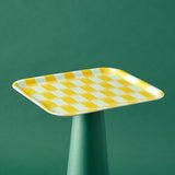 Yellow Blur Check Rectangle Tray
