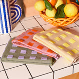 Squares Olive/Lilac Cotton Tea Towel