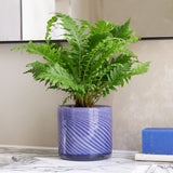 Medium Spiral Glass Planter Blue