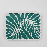 Leaves Green Rectangle Serving Tray