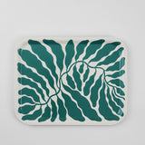 Leaves Green Rectangle Serving Tray