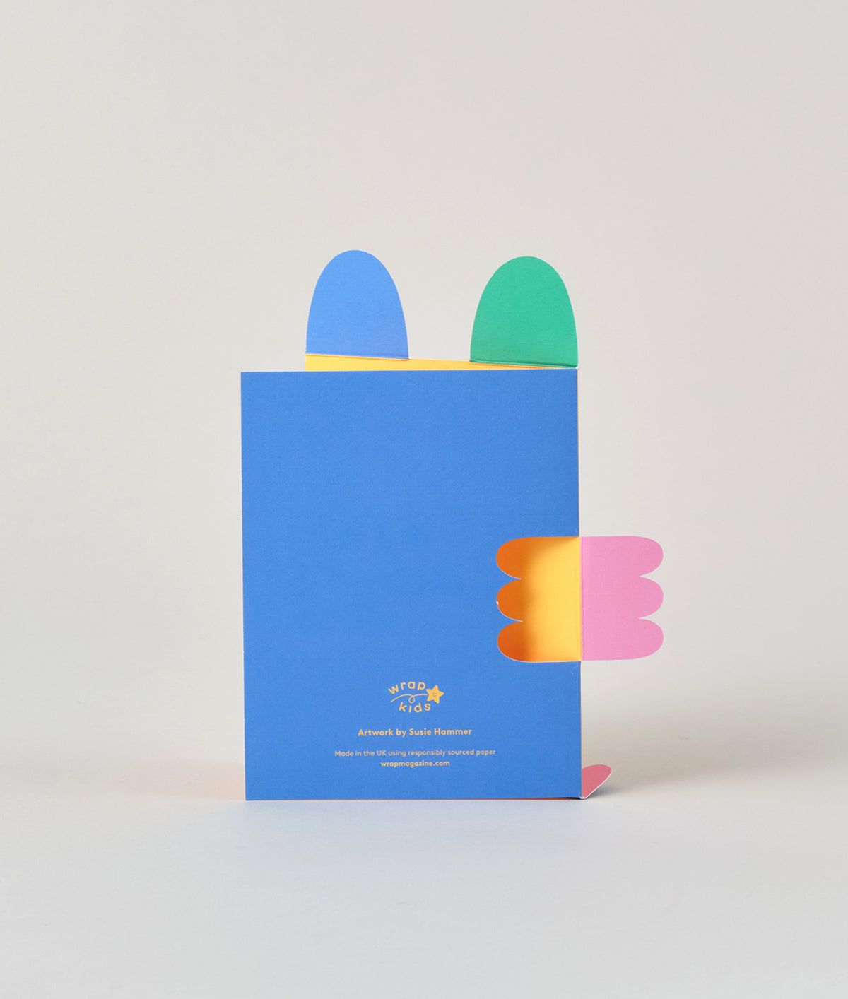 the blue reverse of the yellow fold our die cut bear birthday card