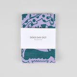 Dogs Day Out Lilac/Green Cotton Tea Towel