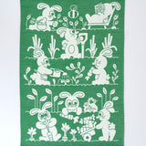 Garden Rabbits Cotton Tea Towel