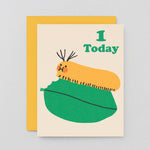 1 today kids birthday card with a caterpillar eating a leaf