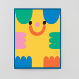 folded up yellow die cut bear kids birthday card with green and blue arms, and red and pink feet