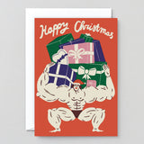 Happy Christmas Muscle Man Christmas Card