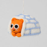 Frosty, Cat in Igloo Felt Hanging Decoration