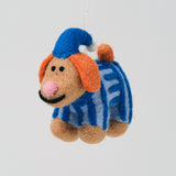 Snoozy, Dog in Pyjamas Felt Hanging Decoration