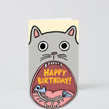 Cat Big Mouth Fold Out Mouth Kids Birthday Card
