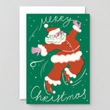 Ice Skating Santa Christmas Card