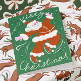 Ice Skating Santa Christmas Card