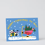 Merry Christmas Skiing Embossed Card