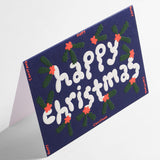 Happy Christmas Holly Embossed Card