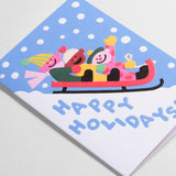 Happy Holidays Sledge Embossed Card