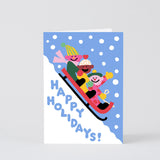 Happy Holidays Sledge Embossed Card