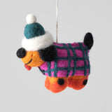 Toots, Dog in a Hat Felt Hanging Decoration