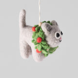 Ernest, Cat in Wreath Felt Hanging Decoration
