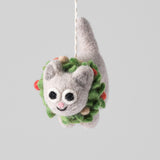 Ernest, Cat in Wreath Felt Hanging Decoration