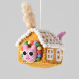 Gretel, Cat in Gingerbread House Felt Hanging Decoration