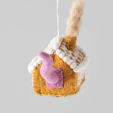 Gretel, Cat in Gingerbread House Felt Hanging Decoration