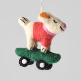 Bert, Skateboarding Dog Felt Hanging Decoration