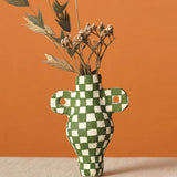 Onsen Check Moss Green Miniature Vase Hanging Ornament