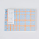 SHOGADO Koshi Memo Pad A6 Blue and Neon Orange Check