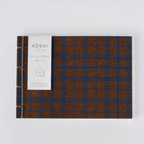 SHOGADO Koshi Memo Pad A6 Brown and Blue Grid