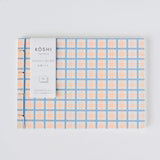 SHOGADO Koshi Memo Pad A6 Pale Blue and Orange Grid