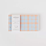 SHOGADO Koshi Mini Memo Pad Blue and Neon Orange Check
