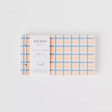 SHOGADO Koshi Mini Memo Pad Pale Blue and Orange Grid