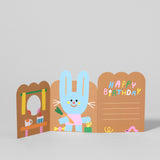Rabbit In Burrow Fold Out Card