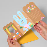 Rabbit In Burrow Fold Out Card