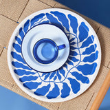 Leaves Blue Round Art Tray